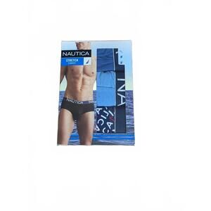 Nautica Men's 3 Pack Cotton Stretch Briefs, Windsurf/Aero Logo Print, X-Large